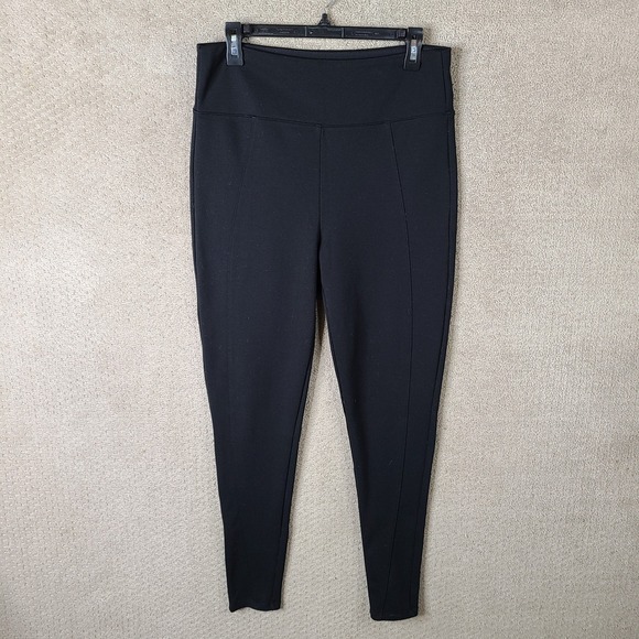 Assets Spanx Pants Womens 1X Black Leggings High Waist Pull On Ponte Knit - Picture 1 of 10
